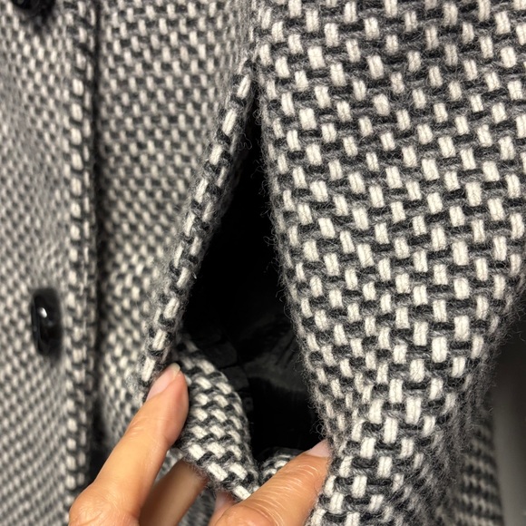 J. Crew Factory Black and White Wool Blend Pea Coat - Picture 7 of 11